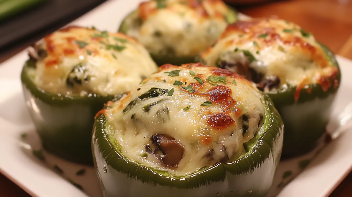 Creamy Spinach and Mushroom Stuffed Bell Peppers