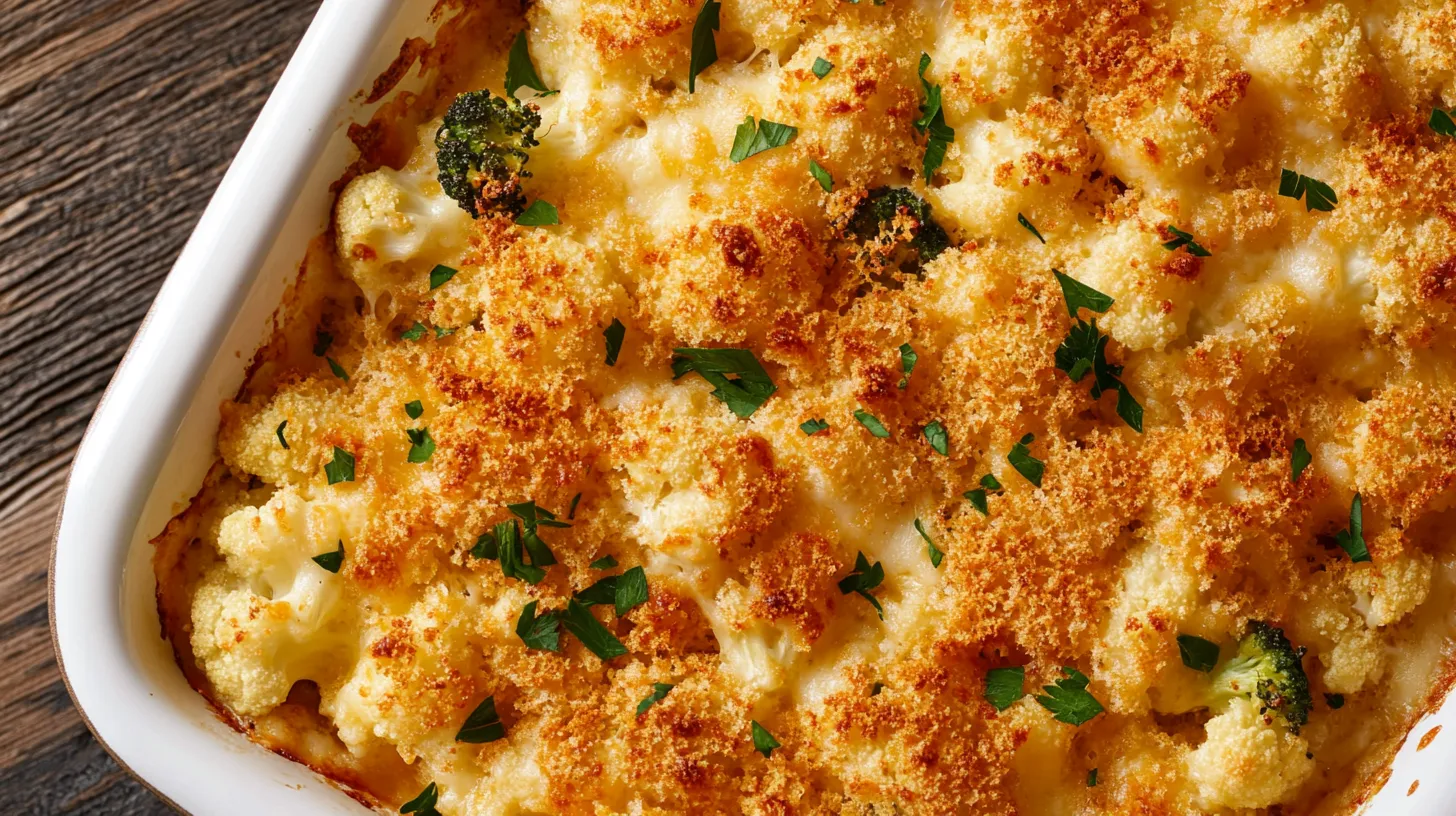 Cheesy Cauliflower and Broccoli Bake