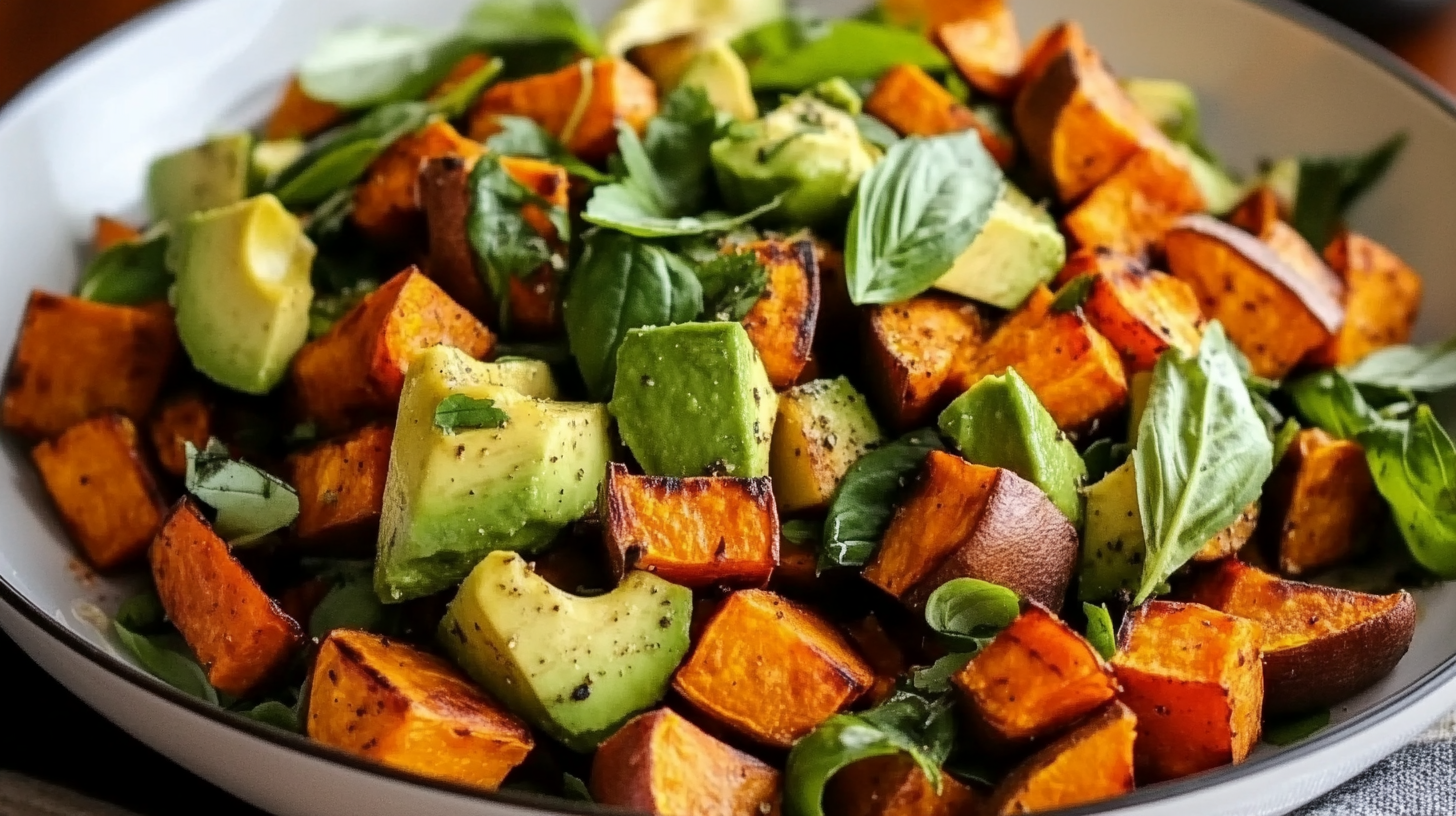 Roasted Sweet Potato and Avocado Salad with Lime Dressing