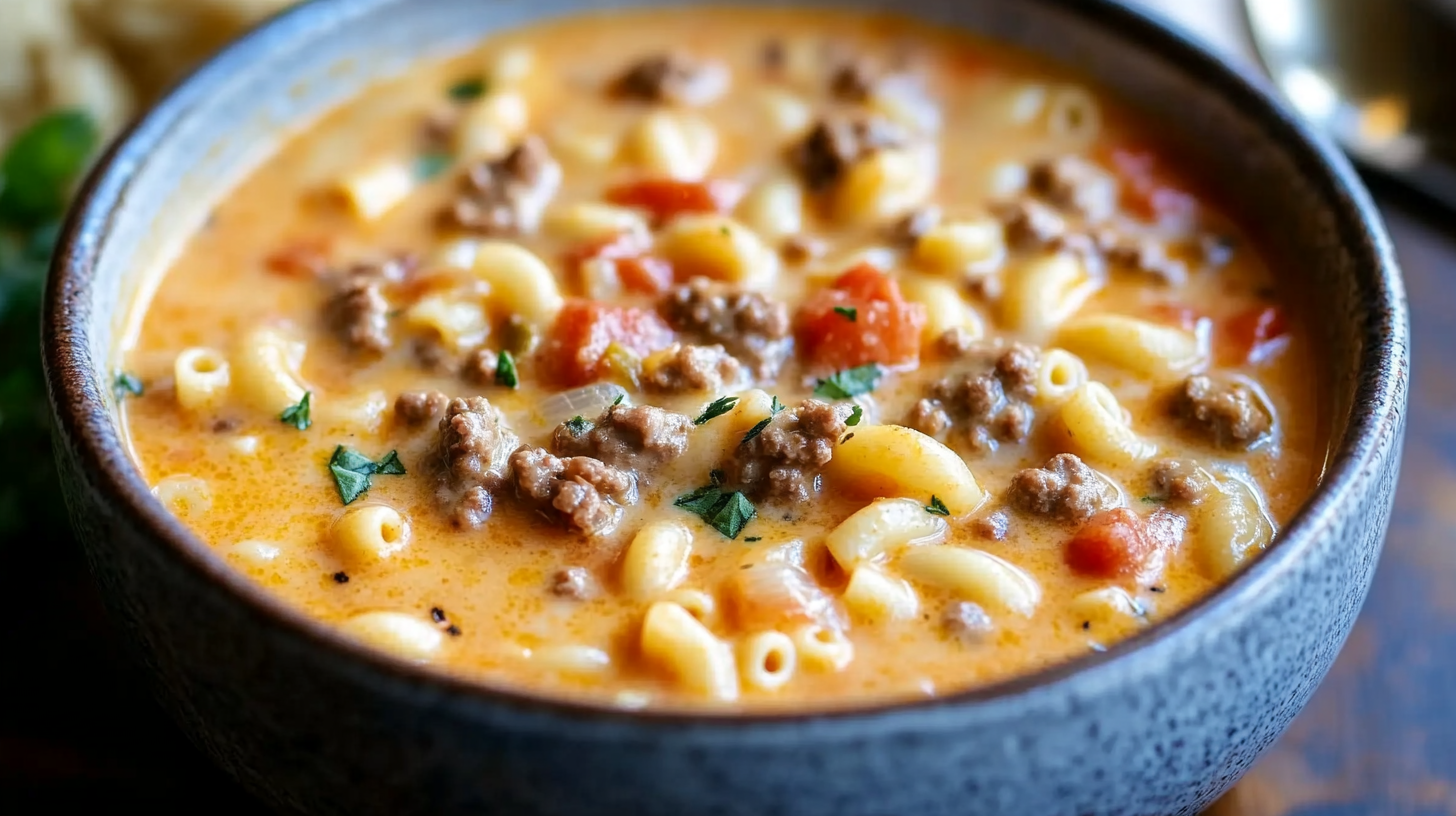 4-Ingredient One-Pot Macaroni Cheeseburger Soup