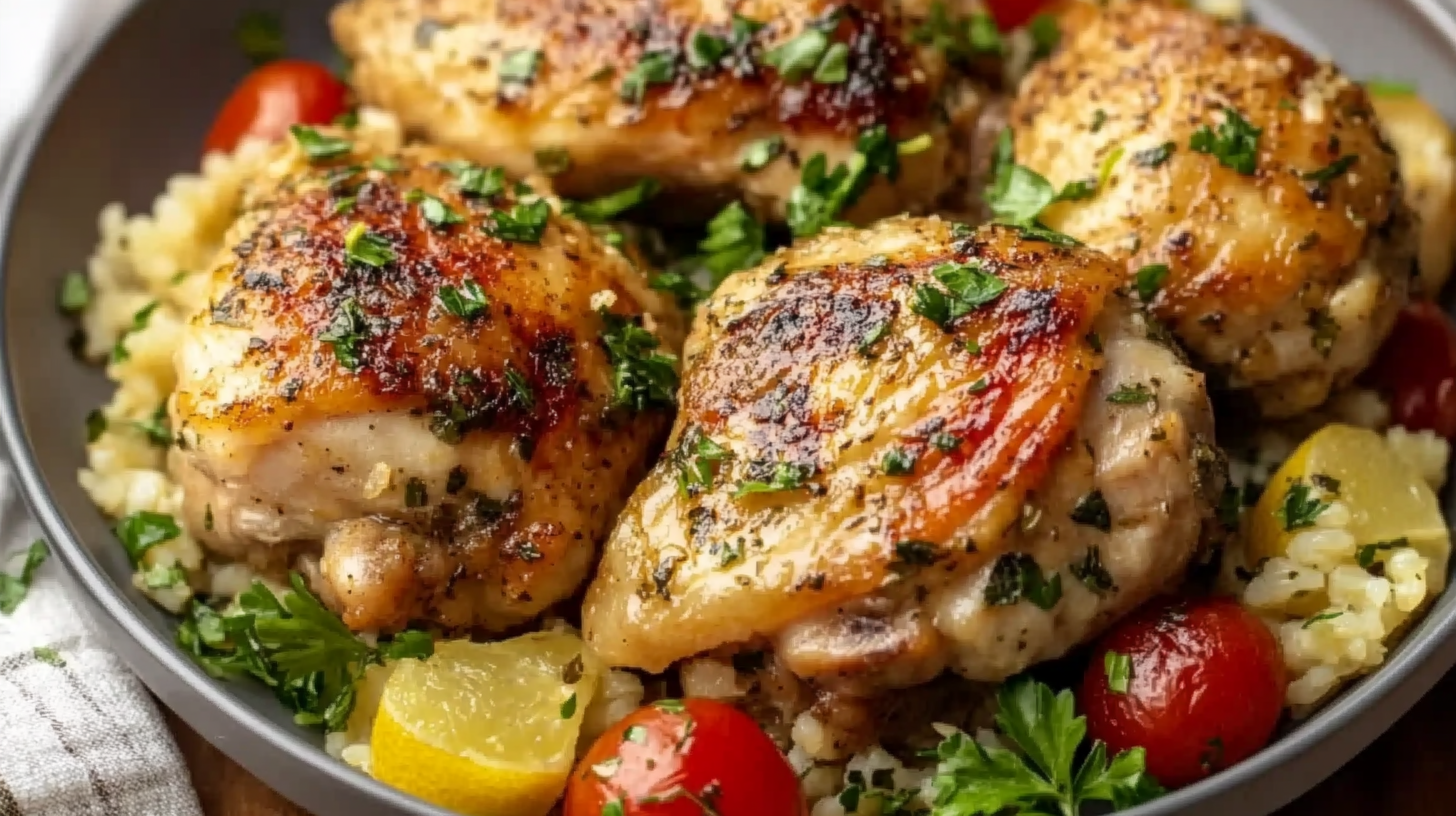 Mediterranean Lemon Garlic Chicken Thighs