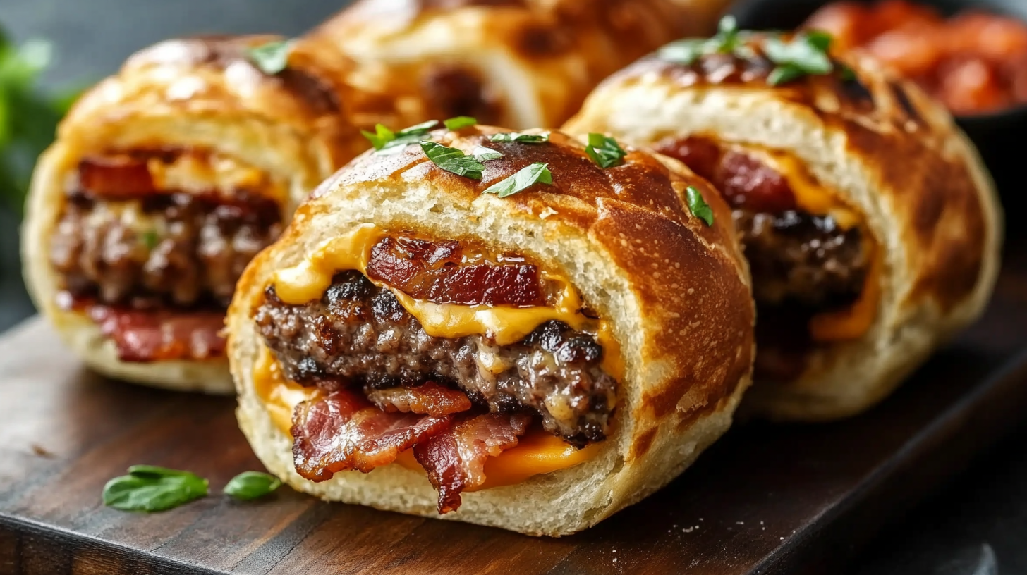 Garlic Butter Bacon Cheeseburger Rollups