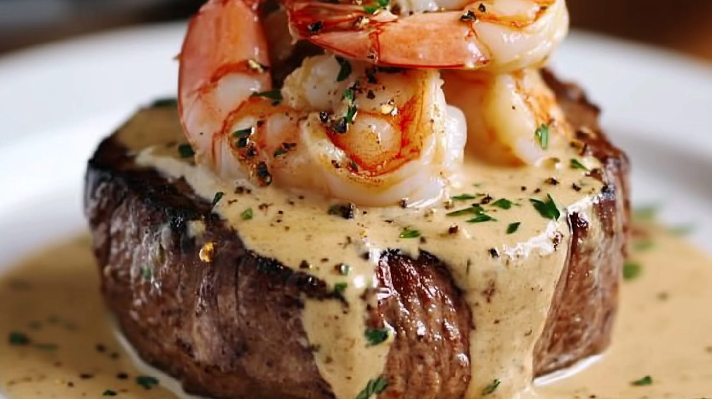 Filet Mignon with Shrimp and Lobster Cream Recipe