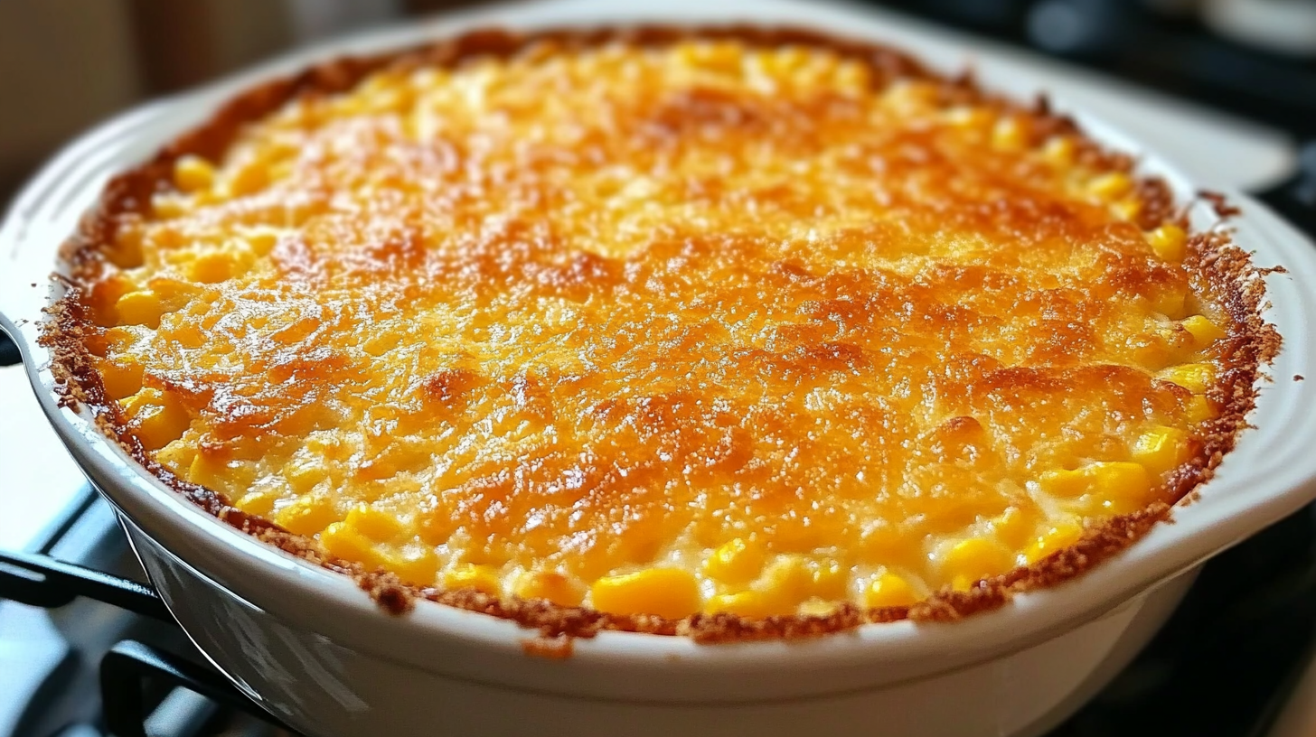 Honey-Glazed Corn Casserole with a Crispy Parmesan Crust