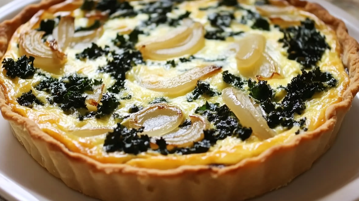 Kale and Caramelized Onion Crustless Quiche 2 Kale and Caramelized Onion Crustless Quiche