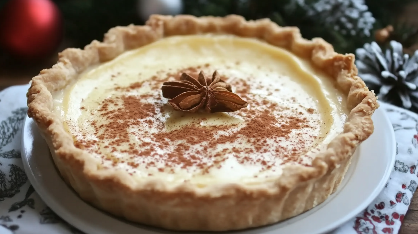 Christmas Eve Cinnamon-Vanilla Creamy Custard Pie