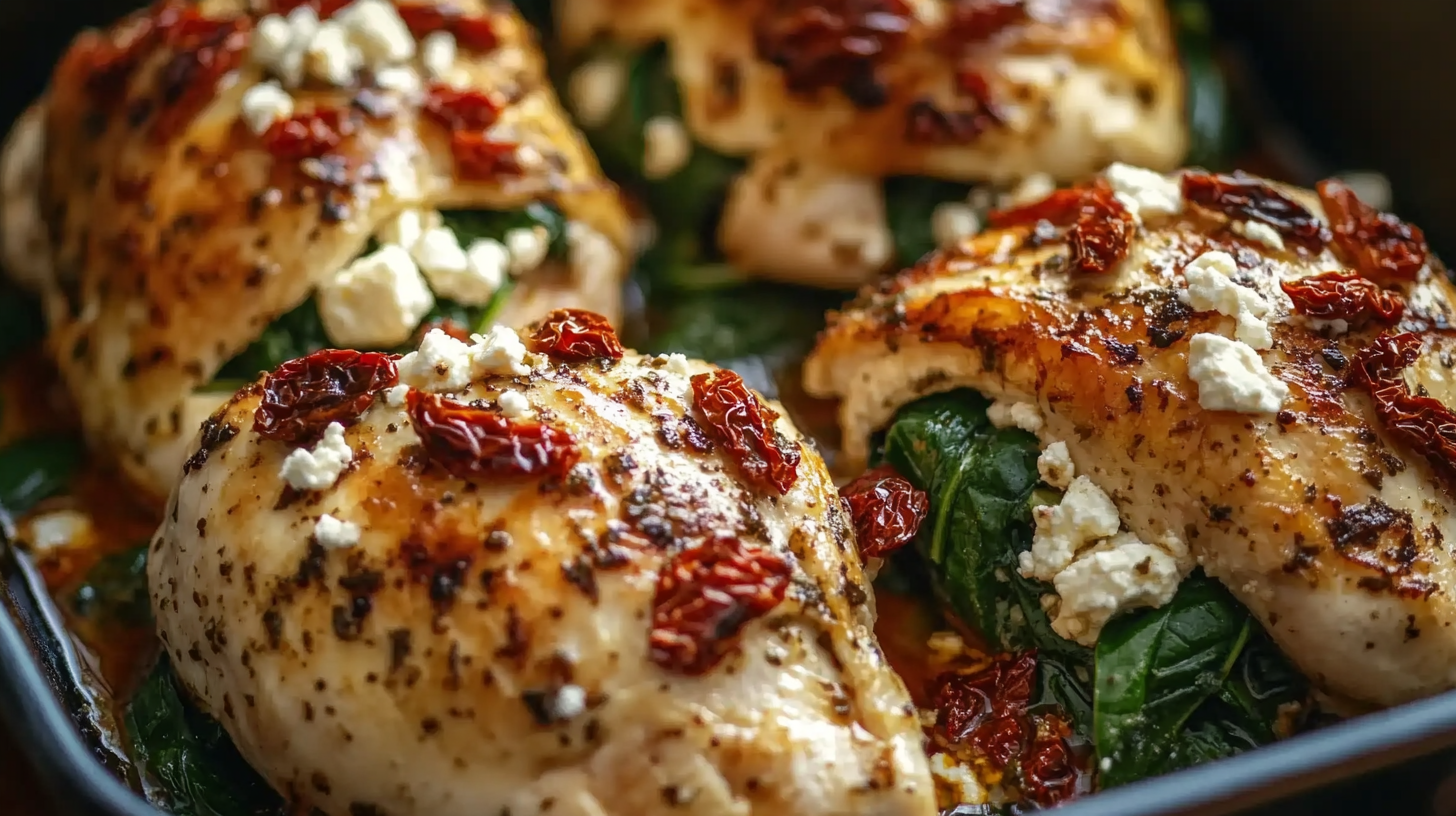 Stuffed Chicken with Sun-Dried Tomatoes, Spinach, and Feta