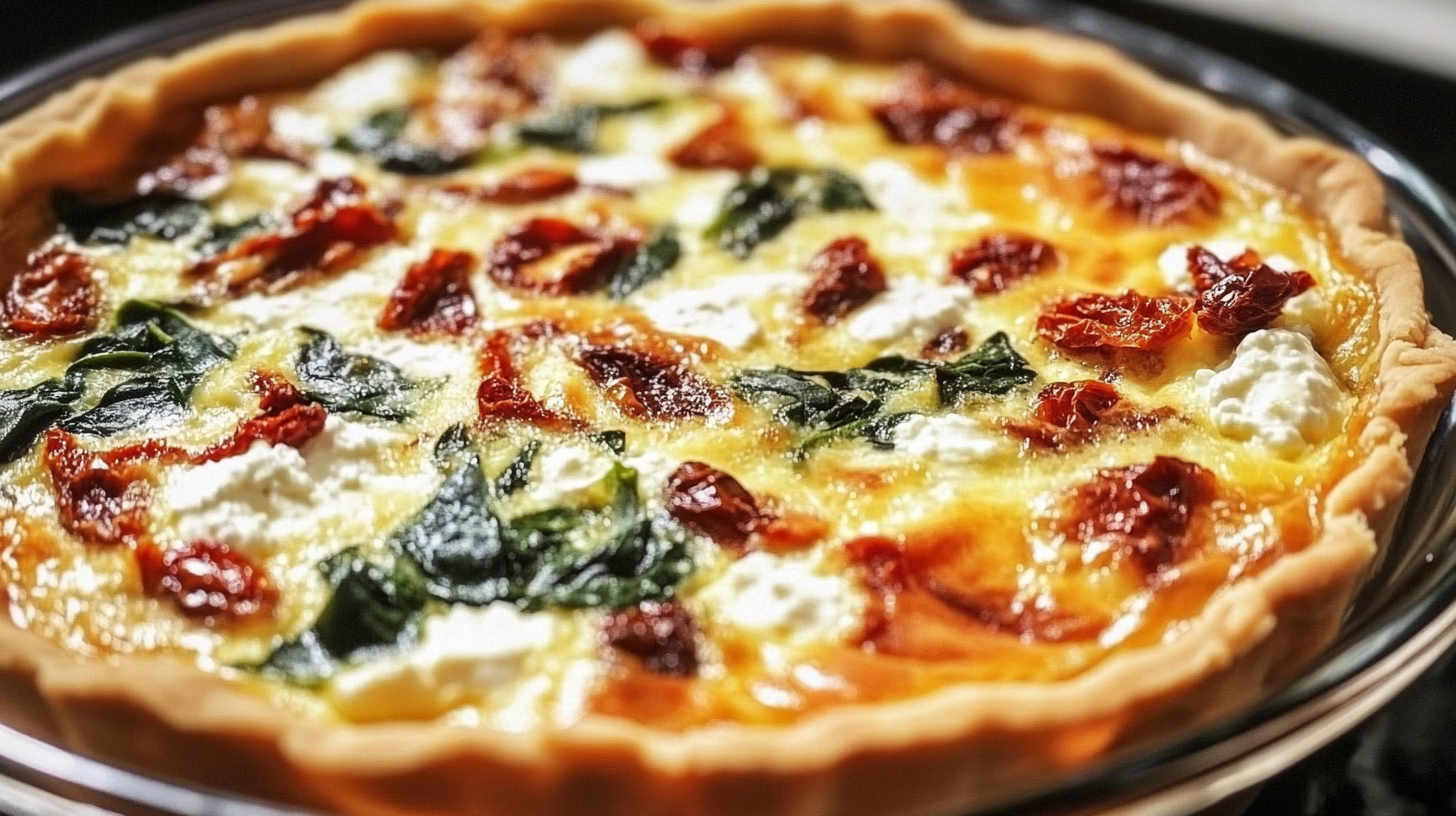 Spinach, Ricotta, and Sundried Tomato Crustless Quiche