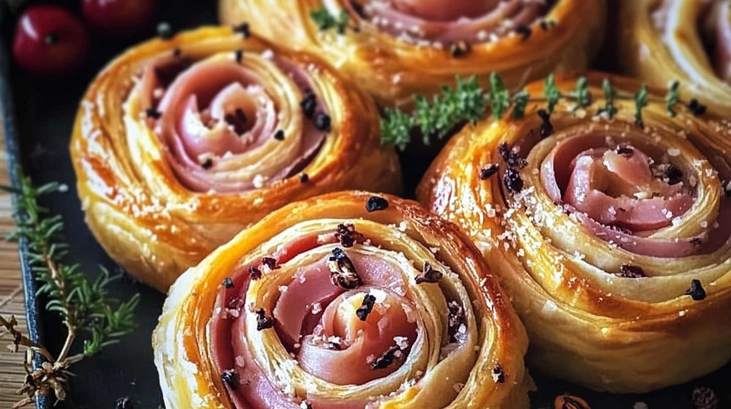 Ham and Cheese Puff Pastry Pinwheels