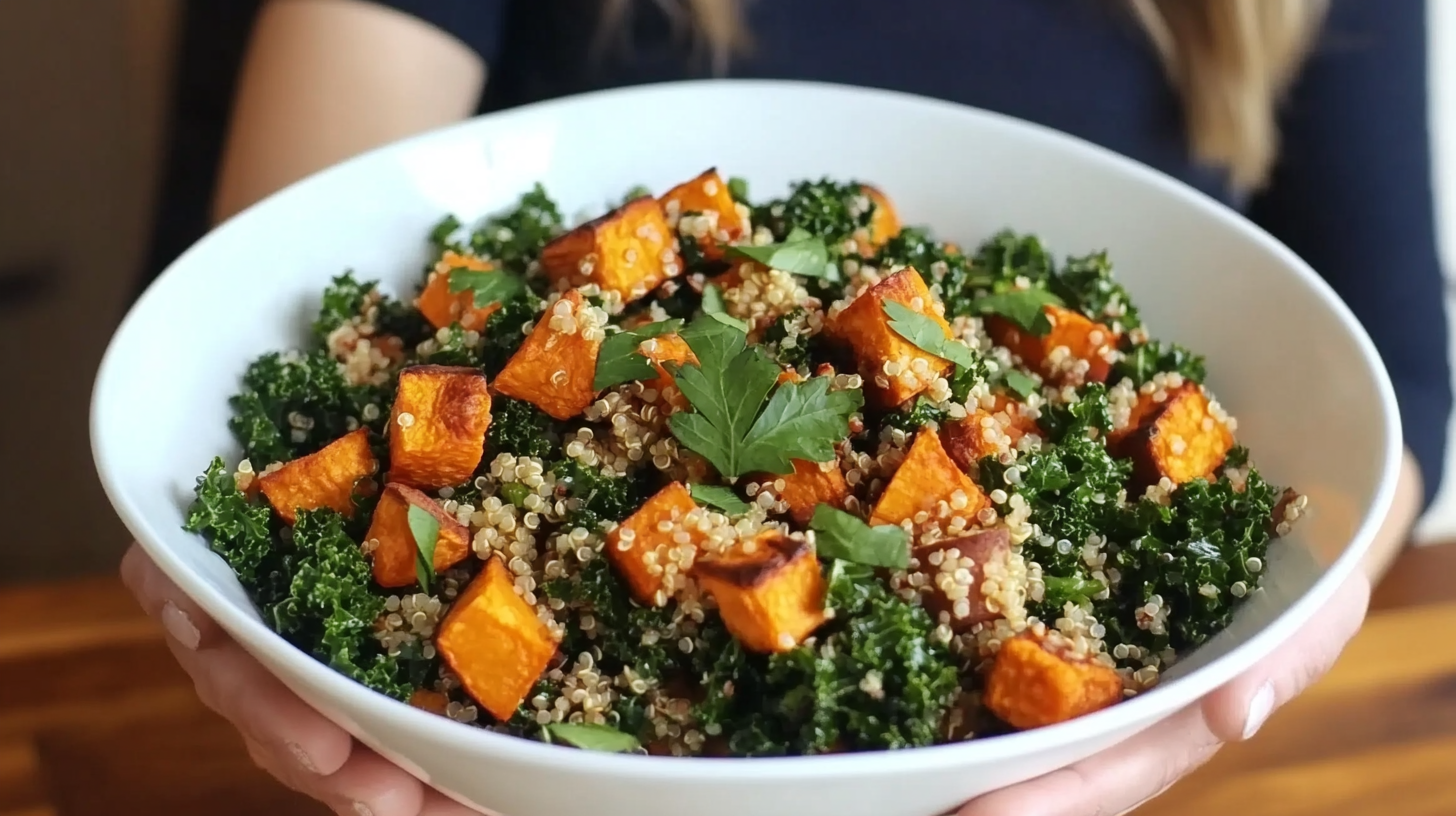 Roasted Sweet Potato and Kale Quinoa Salad