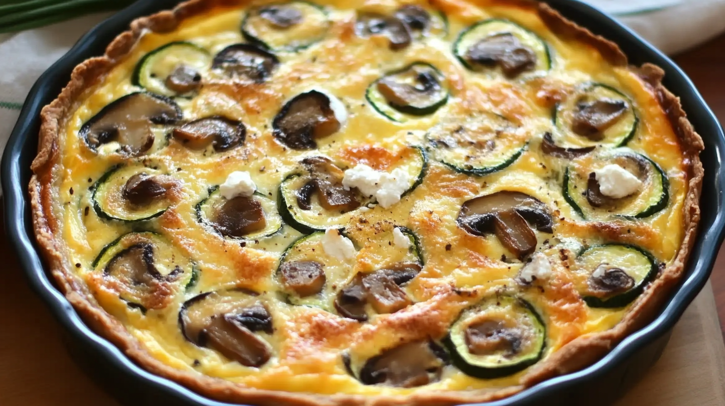 Zucchini and Mushroom Crustless Quiche with Goat Cheese