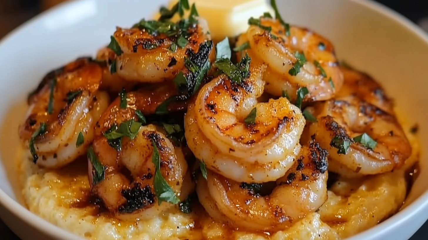 Cajun Shrimp and Grits with Garlic Butter Sauce