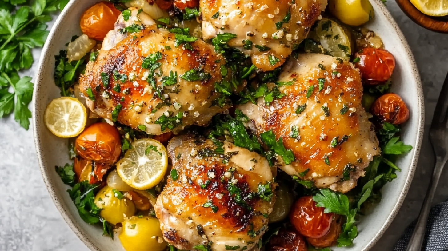 Mediterranean Lemon Garlic Chicken Thighs