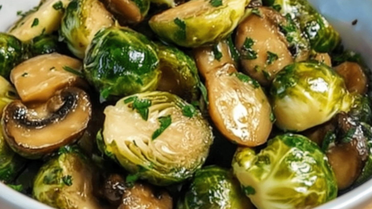 Garlic Butter Brussels Sprouts and Mushrooms