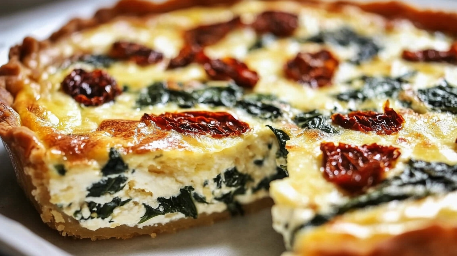 Spinach, Ricotta, and Sundried Tomato Crustless Quiche