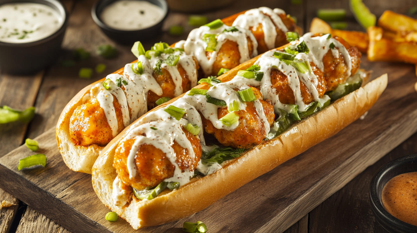 Buffalo Chicken Meatball Subs recipe