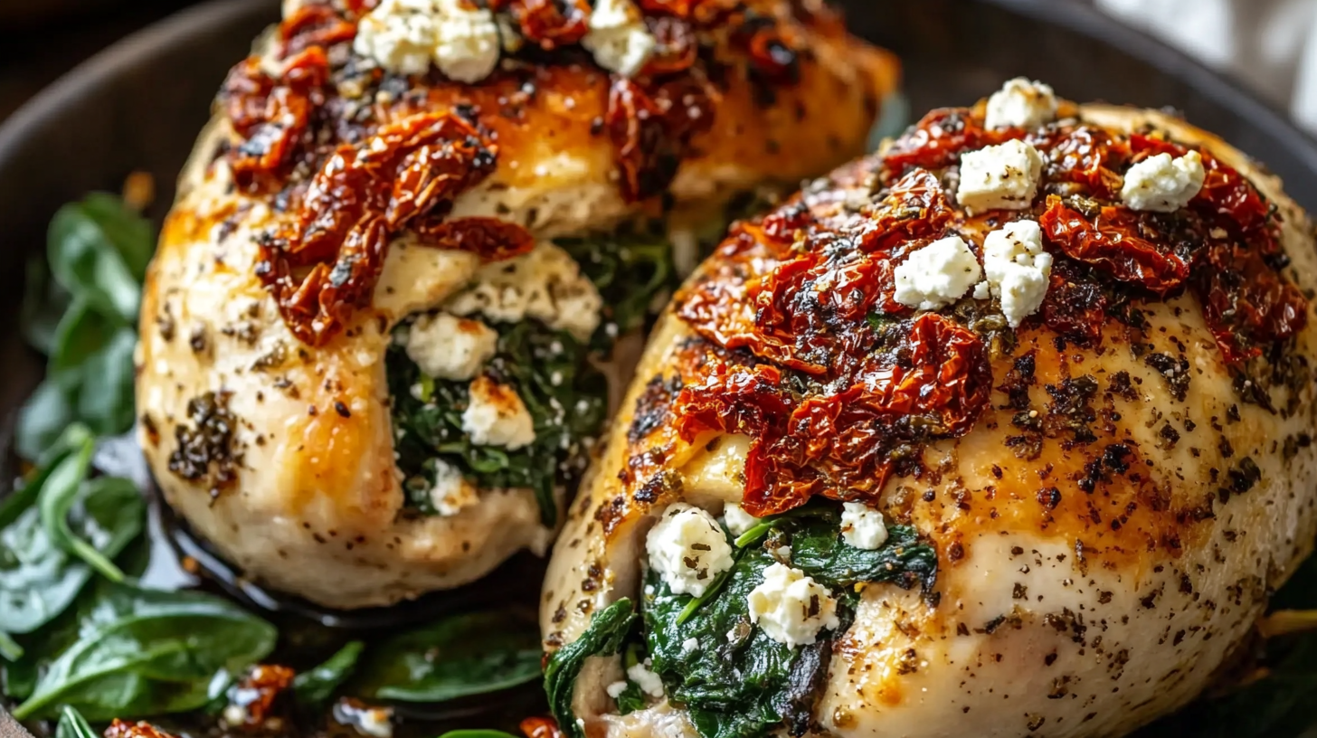 Stuffed Chicken with Sun-Dried Tomatoes, Spinach, and Feta