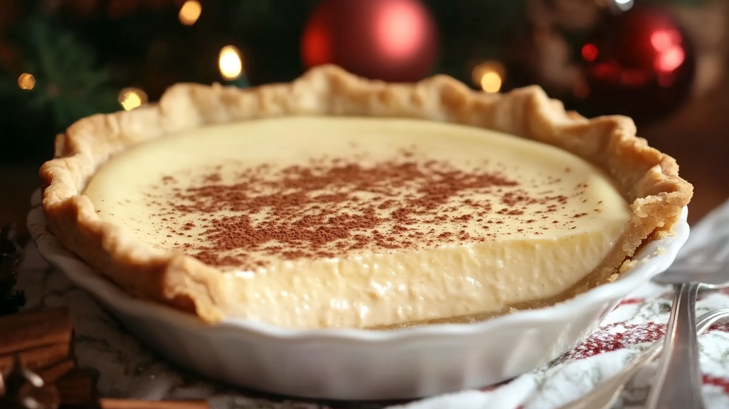 Christmas Eve Cinnamon-Vanilla Creamy Custard Pie