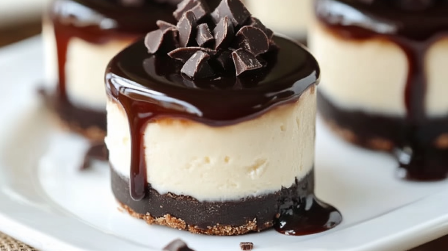 Baileys Irish Cream Cheesecake Shots with Chocolate Ganache
