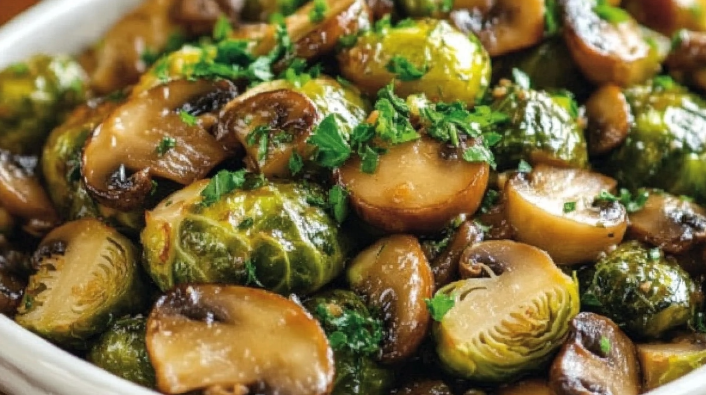 Garlic Butter Brussels Sprouts and Mushrooms