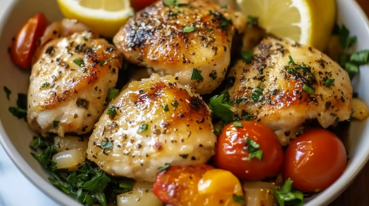 Mediterranean Lemon Garlic Chicken Thighs