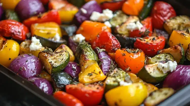 Mediterranean roasted vegetables with oregano and feta featured image