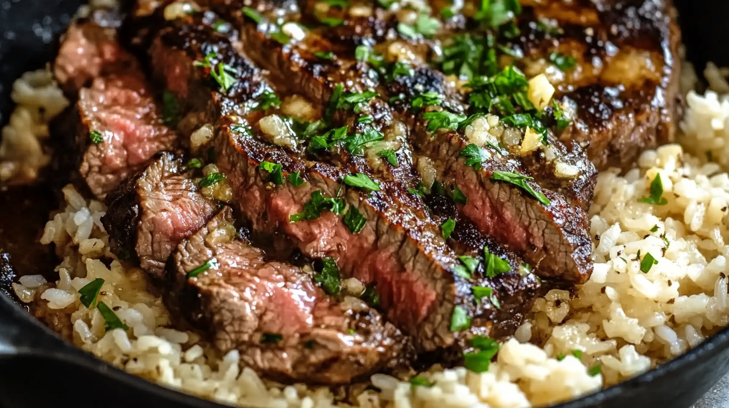 Honey Garlic Butter Steak and Rice Skillet