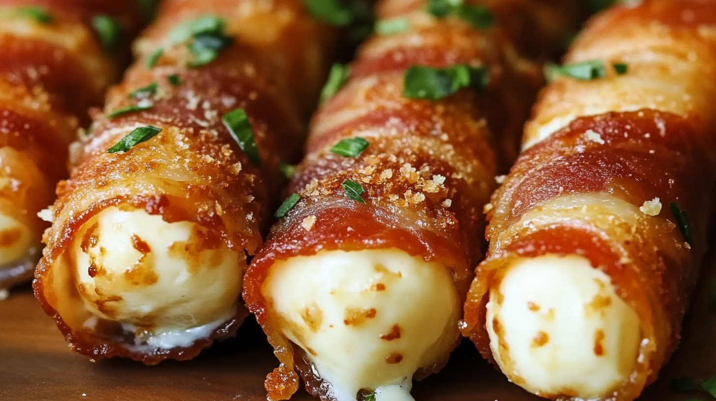 Hot Bacon Wrapped Mozzarella Sticks