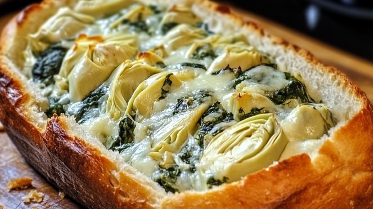 Spinach Artichoke Garlic Bread