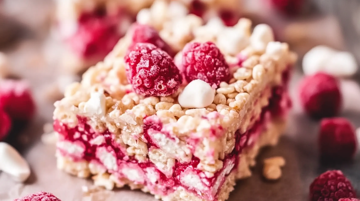 White Chocolate and Raspberry Rice Krispies Bars