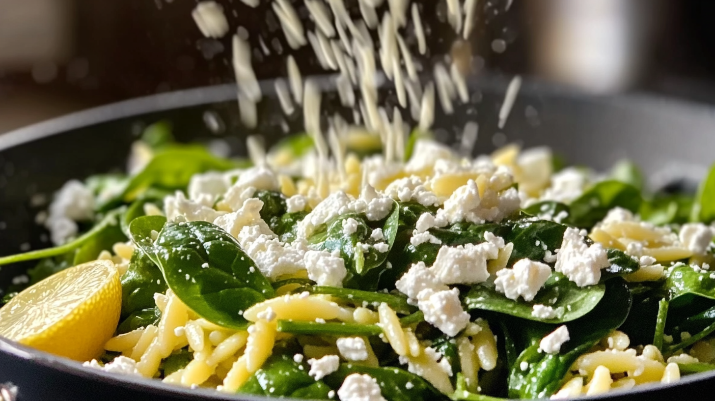 Spinach and Feta Orzo Salad with Lemon Vinaigrette