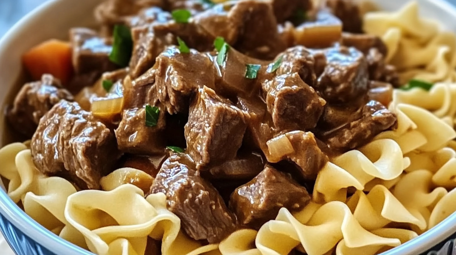 Crockpot Beef Tips and Noodles