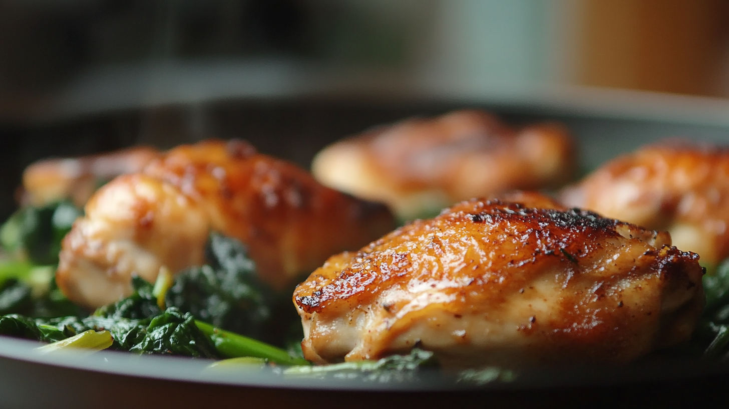 Crispy Skillet Chicken with Garlicky Greens