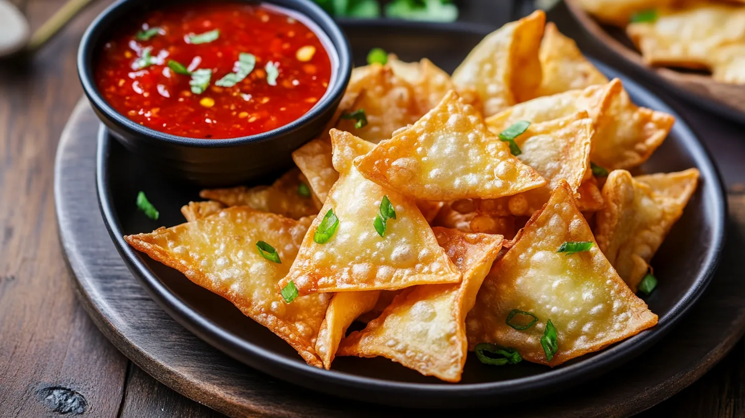 Crab Rangoon Dip with Wonton Chips 2 Crab Rangoon Dip with Wonton Chips
