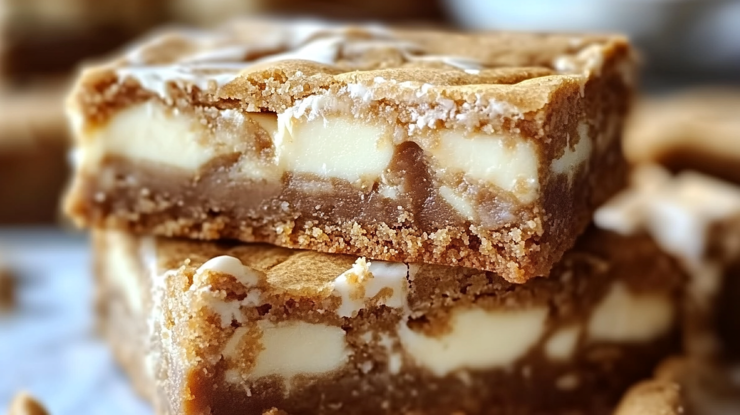 Fudgy White Chocolate Biscoff Blondies