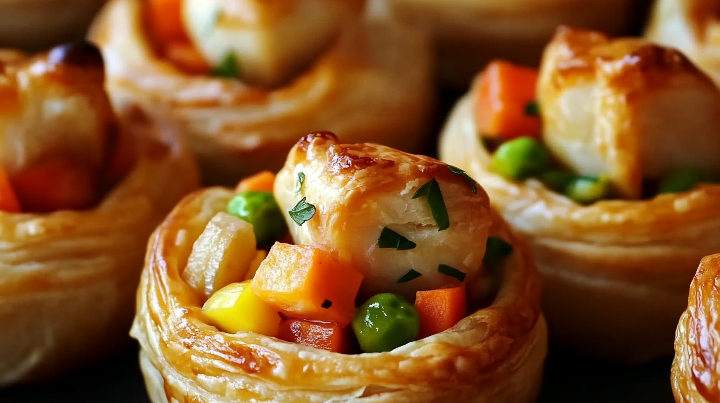 Mini Turkey and Vegetable Puff Pastry Cups