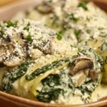 Spinach Mushroom and Ricotta Stuffed Crepes