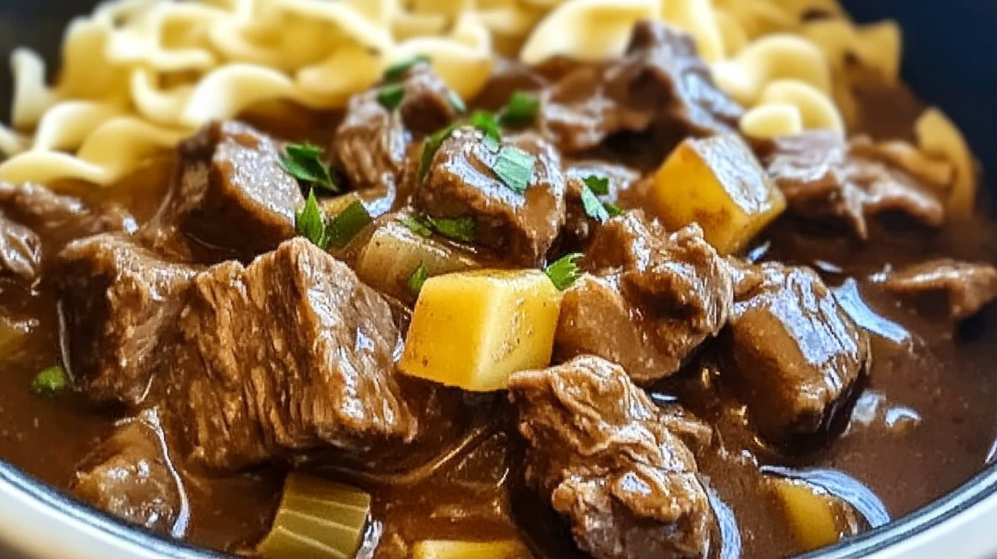 Crockpot Beef Tips & Noodles