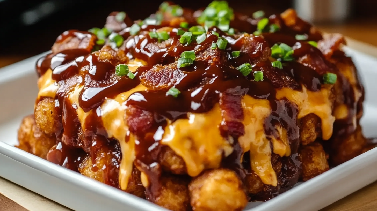 BBQ Bacon Tater Tot Cheeseburger Casserole
