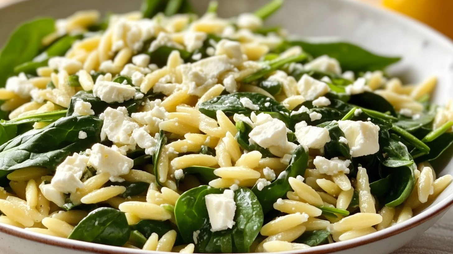 Spinach and Feta Orzo Salad with Lemon Vinaigrette