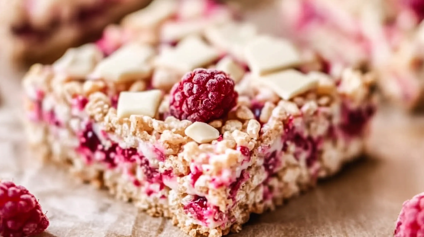 White Chocolate and Raspberry Rice Krispies Bars