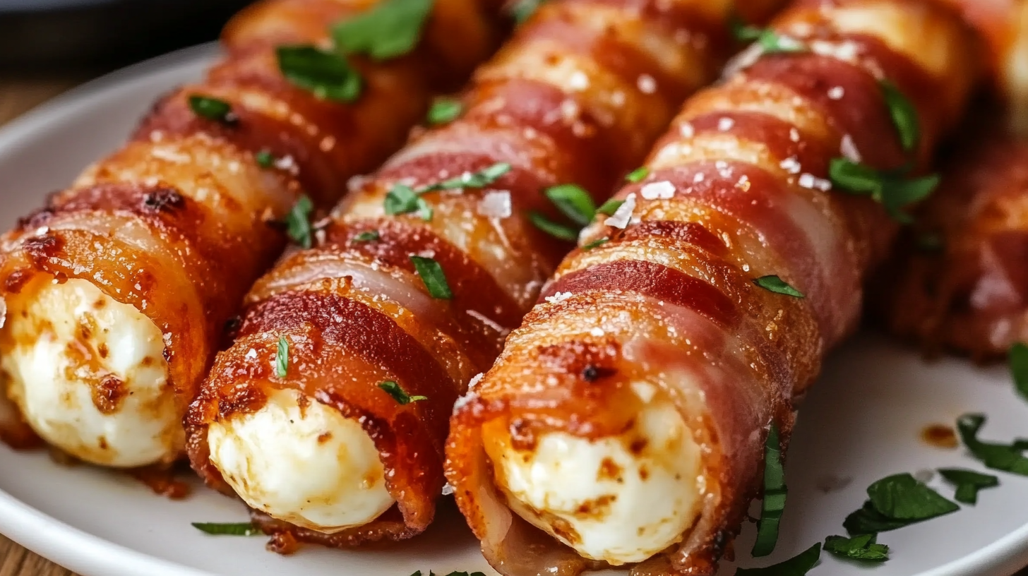 Hot Bacon Wrapped Mozzarella Sticks