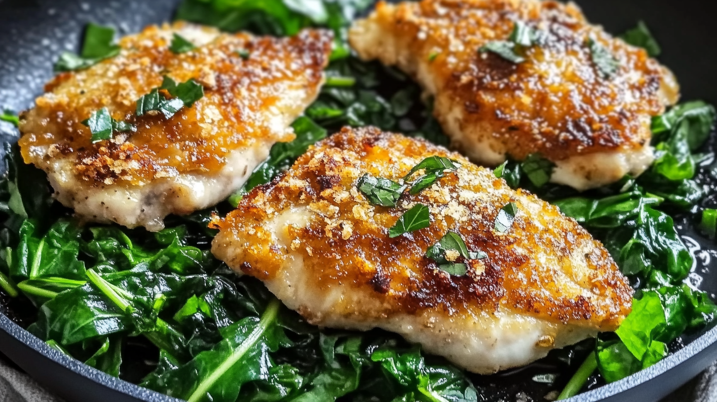 Crispy Skillet Chicken with Garlicky Greens