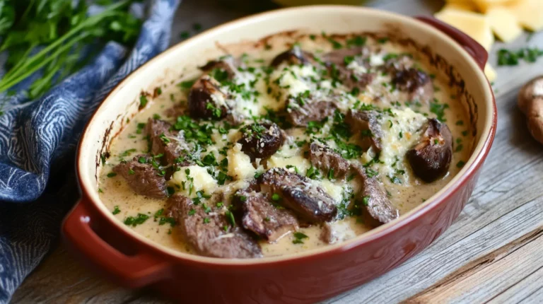 Roasted Venison in Garlic Parmesan Sauce with Portobello 5 Roasted Venison in Garlic Parmesan Sauce with Portobello