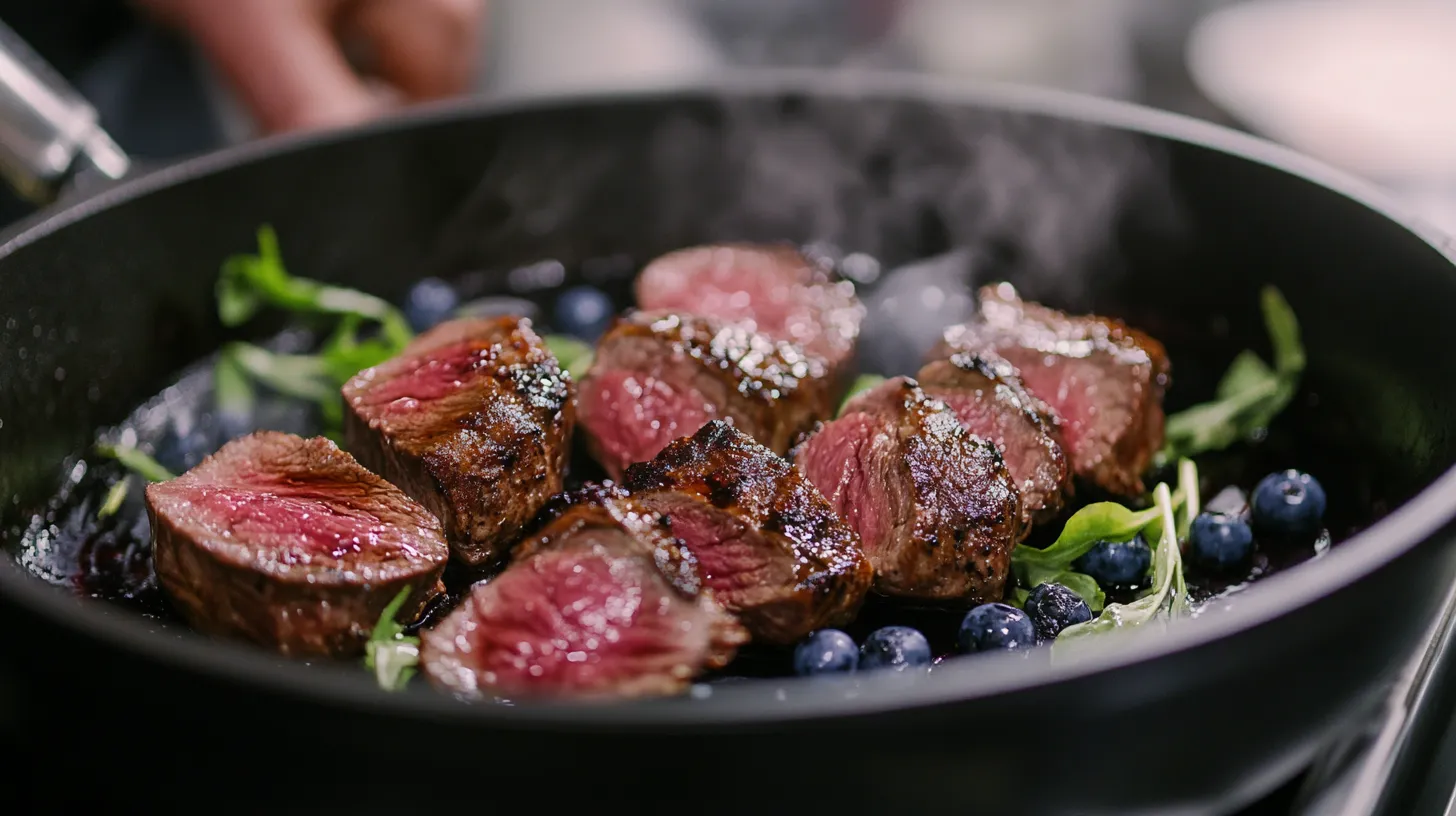 Seared Venison Loin with Blueberry Balsamic Reduction