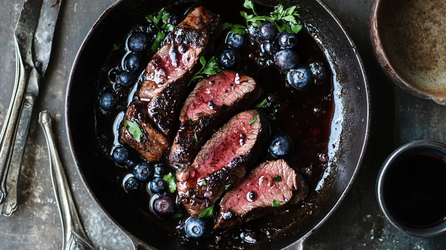 Seared Venison Loin with Blueberry Balsamic Reduction
