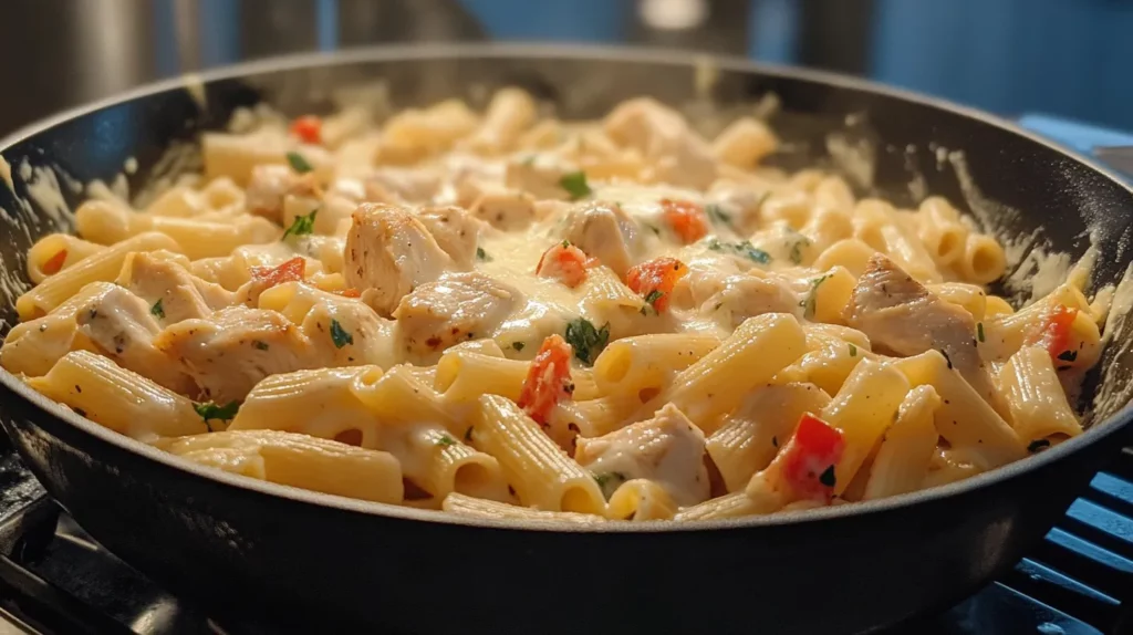 Homemade Grilled Chicken Rigatoni Alfredo Pasta