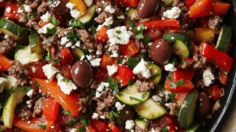 Keto Mediterranean Ground Beef Stir Fry