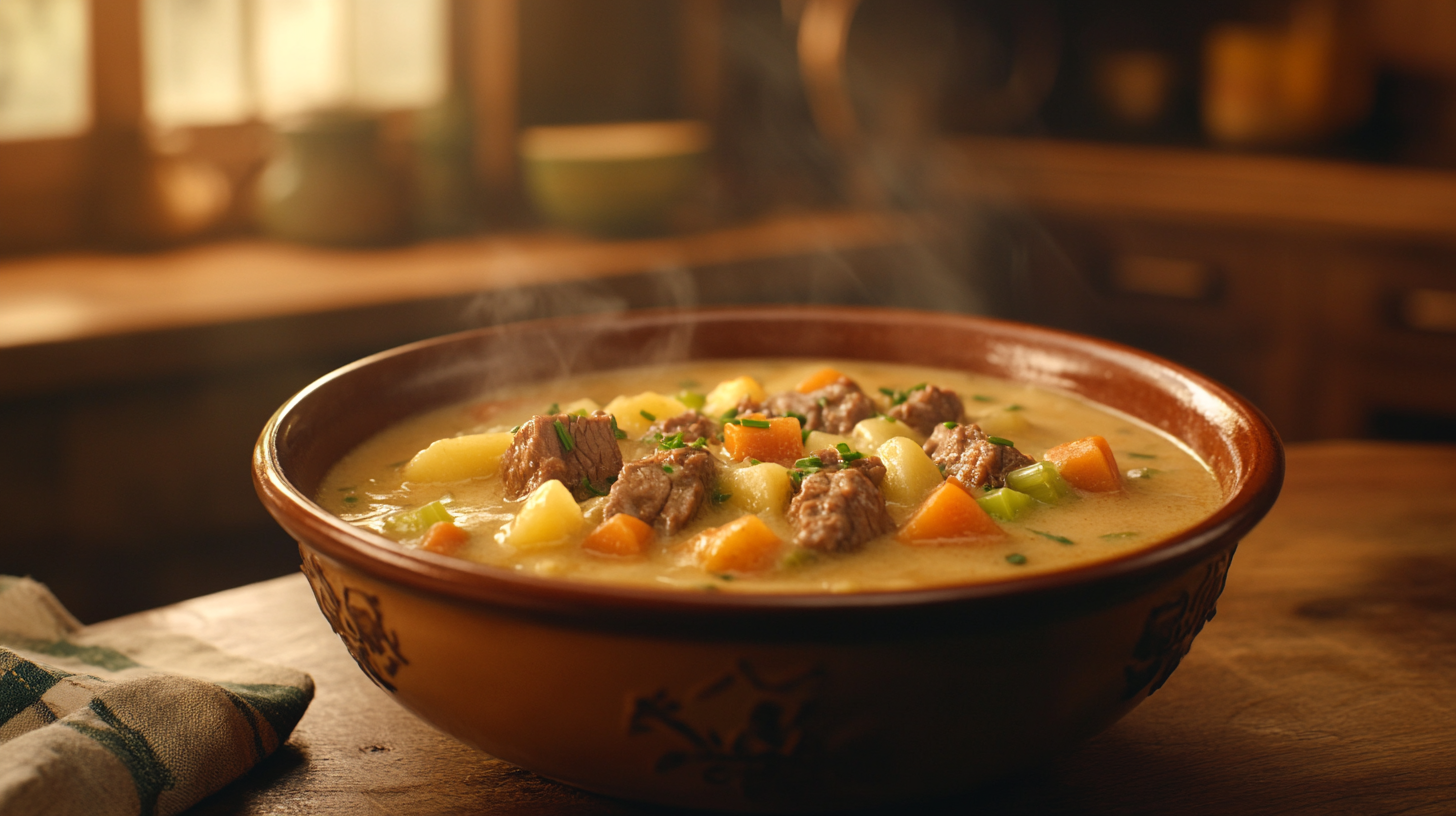 Best Cheesy Beef and Potato Soup Recipe