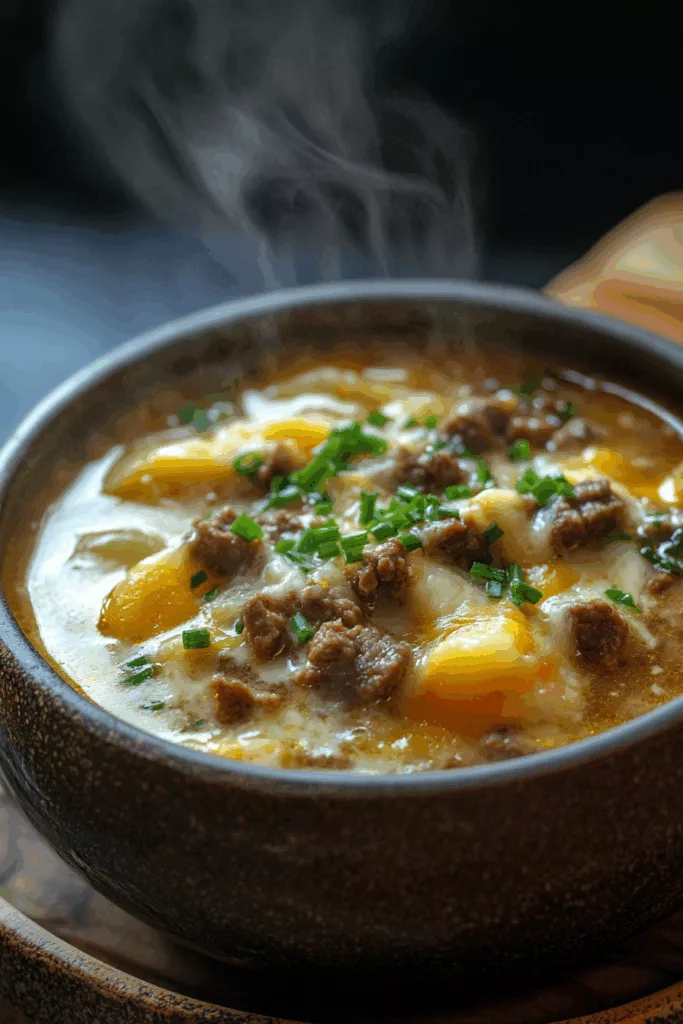 Cheesy Beef and Potato Soup